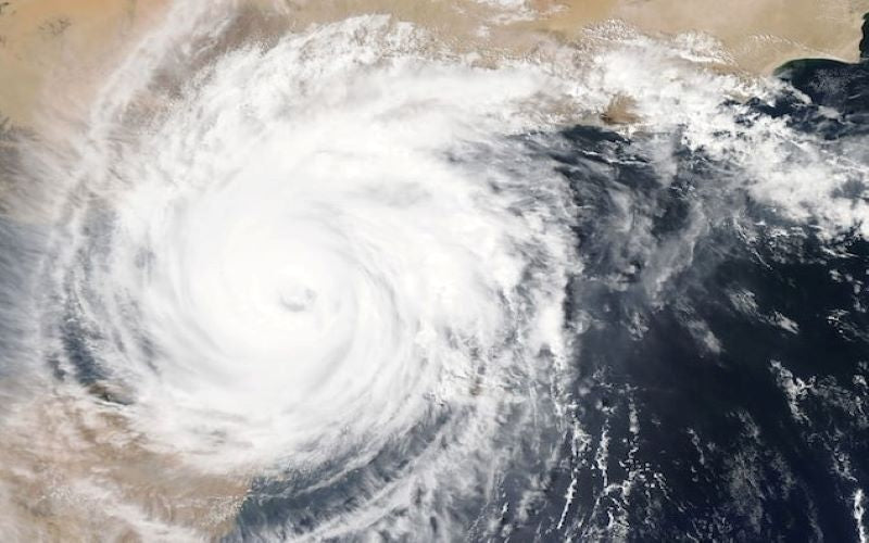 Satellite image of Hurricane funel formed off Central America gulf. 